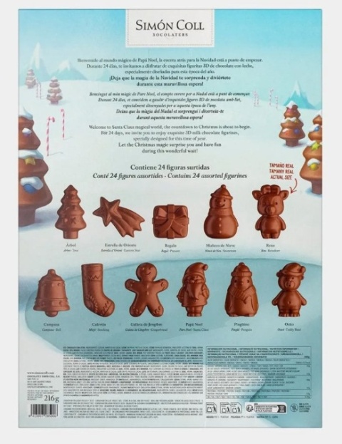 Ekskluzywny Kalendarz Adwentowy – Figurki 3D z Mlecznej Czekolady (216 g)