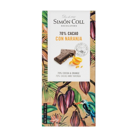 Hiszpańska Czekolada Gorzka 70% Kakao z Pomarańczą Simón Coll (85g)