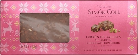 Hiszpański blok czekoladowy z ciasteczkami – Bezglutenowy Turrón de Galleta (250g)